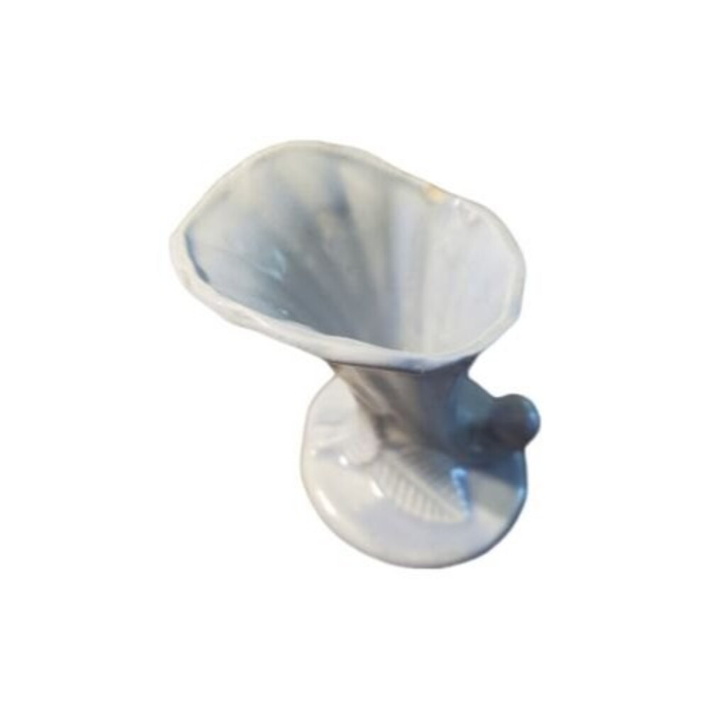 Vintage Blue Pottery Cornucopia / Shell Bud Vase Small chip